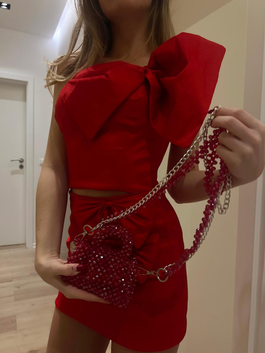 Red Mini Crystal Bag